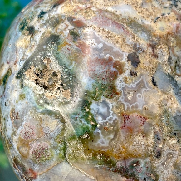 XL Gorgeous Ocean Jasper ❤️ Heart Druzy including stand 1lb 14oz - Picture 6 of 8